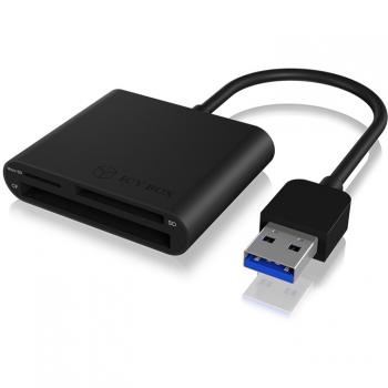 USB3.0 HUB ICY BOX Card Reader CF/SD/MicroSD Hostanschluss passiv Black