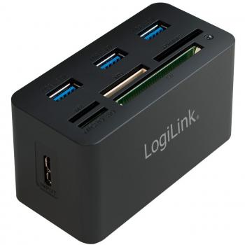 USB3.0 HUB All-in-One CardReader LogiLink SuperSpeed 3xUSB microSD/SD passiv Black