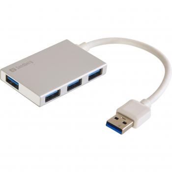 USB3.0 HUB 4Port Sandberg 4xUSB3.0 SuperSpeed passiv Silver