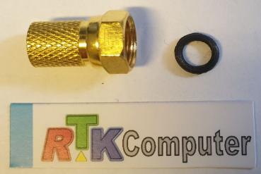 F-Stecker vergoldet für 7mm Koax Kabel Breite Ausführung High Quality mit Gummidichtring