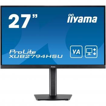 68,8cm/27'' (1920x1080) Iiyama ProLite XUB2794HSU-B1 16:9 4ms HDMI DisplayPort 2x USB VESA Pivot Speaker FullHD Black