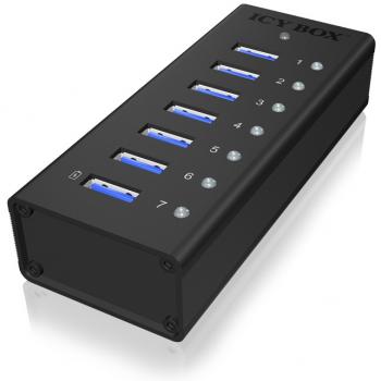 USB3.0 HUB 7Port ICY BOX aktiv mit Netzteil Black