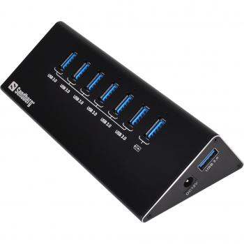 USB3.0 HUB 7Port Sandberg SuperSpeed aktiv mit Netzteil Black