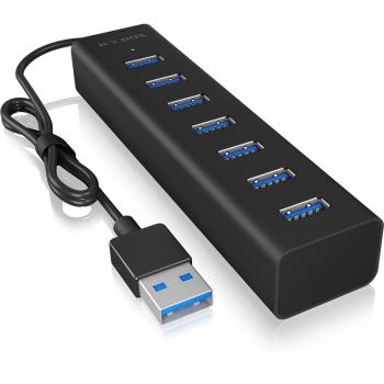 USB3.0 HUB 7Port ICY BOX aktiv mit Netzteil Aluminium Black