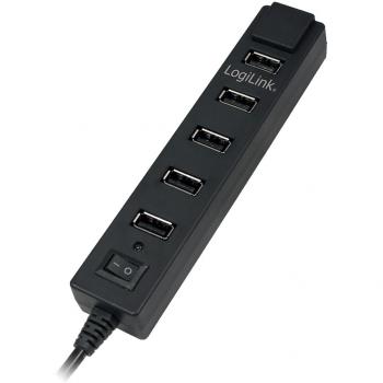 USB2.0 HUB 7Port LogiLink aktiv mit Netzteil+Schalter Black