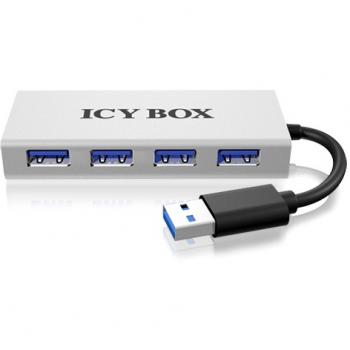 USB HUB 4Port ICY BOX 4xUSB3.0 Aluminium passiv Silver/Grey