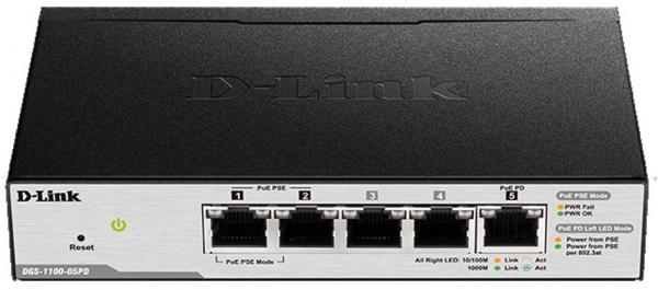D-LINK DGS-1100-05PD 5-Port Gigabit-LAN, PoE, Smart Managed, Auto Surveillance