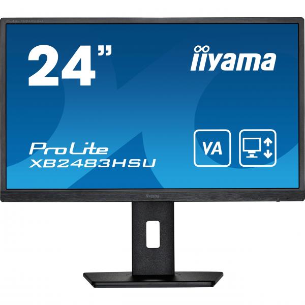 24''/61cm (1920x1080) iiyama ProLite XB2483HSU-B5 16:9 4ms HDMI DisplayPort VESA Pivot Speaker FullHD Black