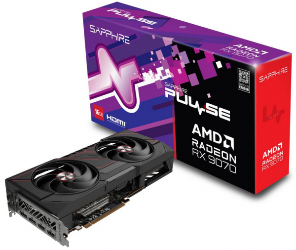 Sapphire Radeon RX9070 Pulse OC 16GBGDDR6 2xHDMI 2xDP
