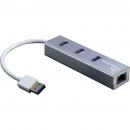 USB3.0 HUB 3Port Inter-Tech Argus IT-310-S 1x RJ45 Gigabit Lan passiv Silver